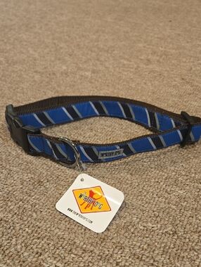 New! Worthy Dog Blue Striped Preppy Dog Collar Size XL